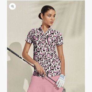 Chic Pink Leopard Print Women's Short Sleeve Top